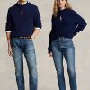 Navy naisten Ralph Lauren Pink Pony Cable Cashmere-hupulliset neulepuserot Navy naisten Ralph Lauren Pink Pony Cable Cashmere-hupulliset neulepuserot