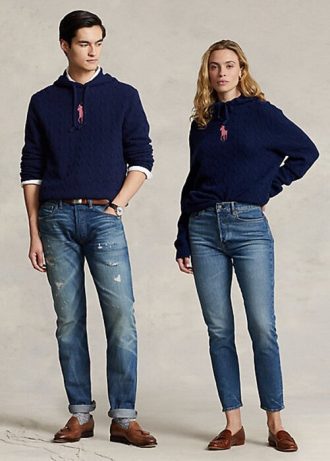 Navy naisten Ralph Lauren Pink Pony Cable Cashmere-hupulliset neulepuserot Navy naisten Ralph Lauren Pink Pony Cable Cashmere-hupulliset neulepuserot
