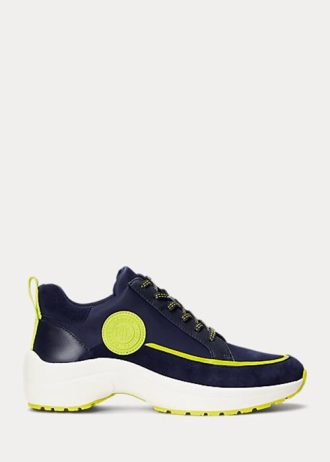 Navy naisten Ralph Lauren Reaghan nahkaa & amp; Suede tennarit Navy naisten Ralph Lauren Reaghan nahkaa & amp; Suede tennarit
