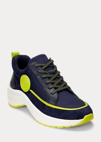 Navy naisten Ralph Lauren Reaghan nahkaa & amp; Suede tennarit Navy naisten Ralph Lauren Reaghan nahkaa & amp; Suede tennarit