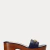 Navy naisten Ralph Lauren Roxanne Nappa -nahkasandaalit