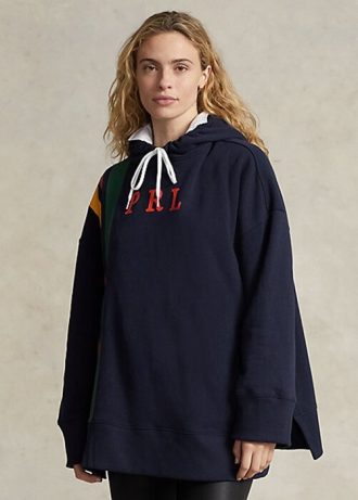 Navy naisten Ralph Lauren Striped Fleece -logovillapuserot Navy naisten Ralph Lauren Striped Fleece -logovillapuserot