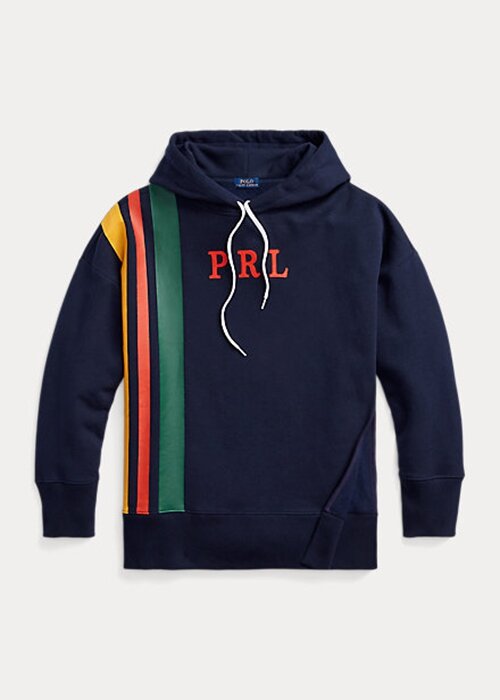 Navy naisten Ralph Lauren Striped Fleece -logovillapuserot Navy naisten Ralph Lauren Striped Fleece -logovillapuserot