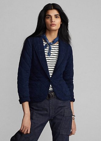 Navy naisten Ralph Lauren tikattu Indigo Jersey takit Navy naisten Ralph Lauren tikattu Indigo Jersey takit