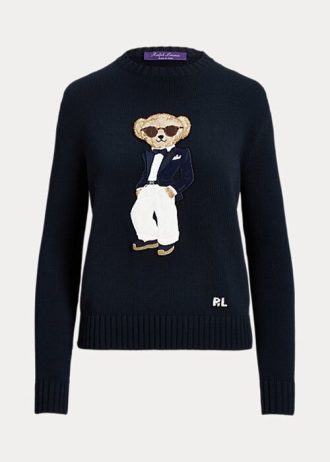 Navy naisten Ralph Lauren Tuxedo Bear -puuvillapuserot Navy naisten Ralph Lauren Tuxedo Bear -puuvillapuserot