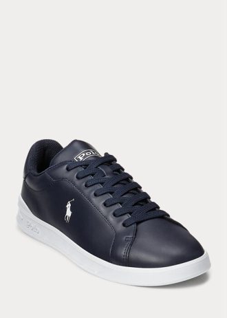 Navy / White Miesten Ralph Lauren Heritage Court II -nahkaiset tennarit Navy / White Miesten Ralph Lauren Heritage Court II -nahkaiset tennarit