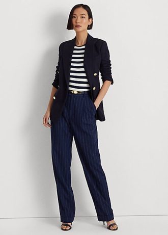 Navy / White Naisten Ralph Lauren Pinstripe Twill Straight Pants Navy / White Naisten Ralph Lauren Pinstripe Twill Straight Pants