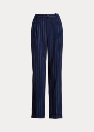 Navy / White Naisten Ralph Lauren Pinstripe Twill Straight Pants Navy / White Naisten Ralph Lauren Pinstripe Twill Straight Pants