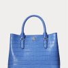 New England Blue naisten Ralph Lauren kohokuvioidut nahkaiset keskikokoiset Marcy-laukut New England Blue naisten Ralph Lauren kohokuvioidut nahkaiset keskikokoiset Marcy-laukut