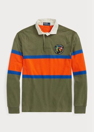 Oliivi miesten Ralph Lauren Classic Fit Striped Rugby poolopaidat Oliivi miesten Ralph Lauren Classic Fit Striped Rugby poolopaidat