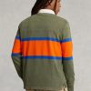 Oliivi miesten Ralph Lauren Classic Fit Striped Rugby poolopaidat Oliivi miesten Ralph Lauren Classic Fit Striped Rugby poolopaidat