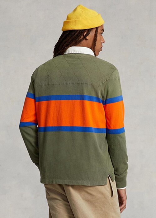 Oliivi miesten Ralph Lauren Classic Fit Striped Rugby poolopaidat Oliivi miesten Ralph Lauren Classic Fit Striped Rugby poolopaidat