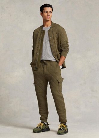 Oliivi miesten Ralph Lauren Luxury Jersey Cargo Jogger -housut Oliivi miesten Ralph Lauren Luxury Jersey Cargo Jogger -housut