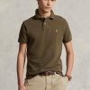 Oliivi miesten Ralph Lauren mukautetut Slim Fit mesh poolopaidat Oliivi miesten Ralph Lauren mukautetut Slim Fit mesh poolopaidat