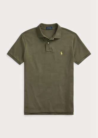 Oliivi miesten Ralph Lauren mukautetut Slim Fit mesh poolopaidat Oliivi miesten Ralph Lauren mukautetut Slim Fit mesh poolopaidat