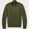 Oliivi miesten Ralph Lauren verkkoneulotut puuvillaiset neulepuserot Oliivi miesten Ralph Lauren verkkoneulotut puuvillaiset neulepuserot