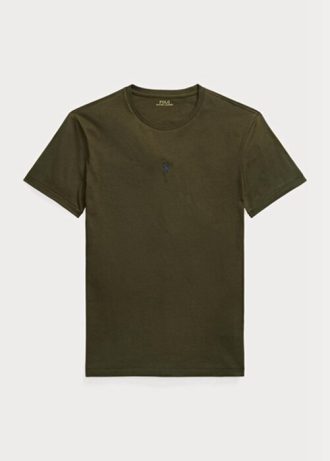 Oliivi Miesten Ralph Laurenin mukautetut Slim Fit Crewneck T-paidat