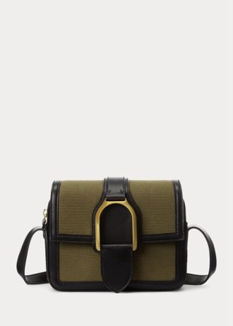 Oliivi naisten Ralph Lauren Canvas Welington Crossbody laukut