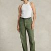 Oliivi naisten Ralph Lauren Cotton Sateen Utility Pants -housut Oliivi naisten Ralph Lauren Cotton Sateen Utility Pants -housut