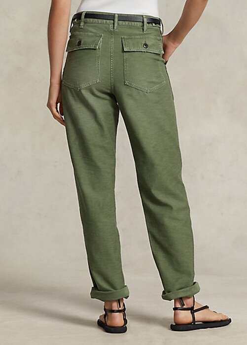 Oliivi naisten Ralph Lauren Cotton Sateen Utility Pants -housut Oliivi naisten Ralph Lauren Cotton Sateen Utility Pants -housut