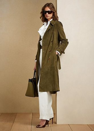 Oliivi naisten Ralph Lauren Romilly lampaan mokkanahkatakit Oliivi naisten Ralph Lauren Romilly lampaan mokkanahkatakit