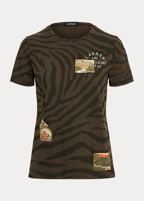 Oliivi Naisten Ralph Lauren Zebra-print jersey T-paidat Oliivi Naisten Ralph Lauren Zebra-print jersey T-paidat