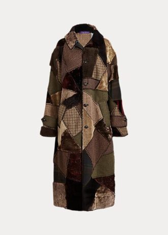 Oliivinväriset naisten Ralph Lauren Harmon Patchwork Shearling -takit Oliivinväriset naisten Ralph Lauren Harmon Patchwork Shearling -takit