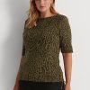 Oliivinväriset naisten Ralph Lauren Ocelot-printtipuuvillaiset topit Oliivinväriset naisten Ralph Lauren Ocelot-printtipuuvillaiset topit