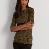 Oliivinväriset naisten Ralph Lauren Ocelot-printtipuuvillaiset topit