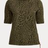 Oliivinväriset naisten Ralph Lauren Ocelot-printtipuuvillaiset topit Oliivinväriset naisten Ralph Lauren Ocelot-printtipuuvillaiset topit