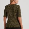 Oliivinväriset naisten Ralph Lauren Ocelot-printtipuuvillaiset topit Oliivinväriset naisten Ralph Lauren Ocelot-printtipuuvillaiset topit