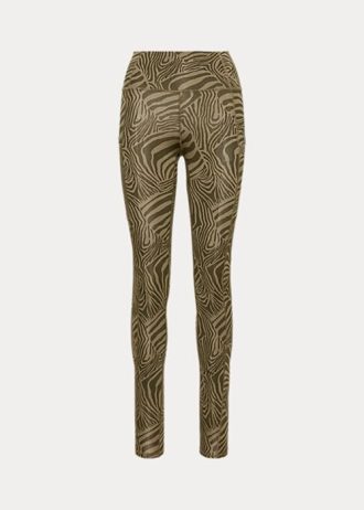 Oliivinväriset naisten Ralph Lauren Zebra-printtihousut, joustavat jersey-leggingsit Oliivinväriset naisten Ralph Lauren Zebra-printtihousut, joustavat jersey-leggingsit