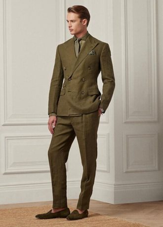 Olive miesten Ralph Lauren Gregory pellavapukuhousut Olive miesten Ralph Lauren Gregory pellavapukuhousut