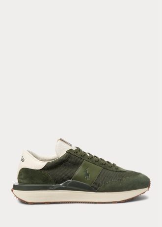 Olive miesten Ralph Lauren Train 89 mokkanahkapaneloidut tennarit Olive miesten Ralph Lauren Train 89 mokkanahkapaneloidut tennarit