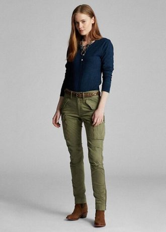 Olive naisten Ralph Lauren Stretch Skinny Cargo -housut Olive naisten Ralph Lauren Stretch Skinny Cargo -housut