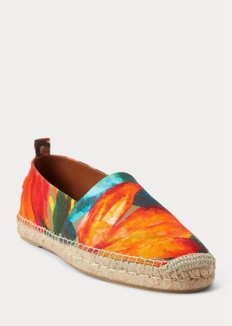 Oranssi miesten Ralph Lauren Bowsworth kukkainen pellava Espadrille Oranssi miesten Ralph Lauren Bowsworth kukkainen pellava Espadrille