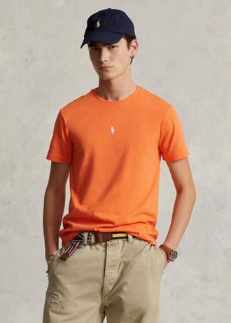 Oranssi miesten Ralph Lauren Custom Slim Fit Crewneck T-paidat Oranssi miesten Ralph Lauren Custom Slim Fit Crewneck T-paidat