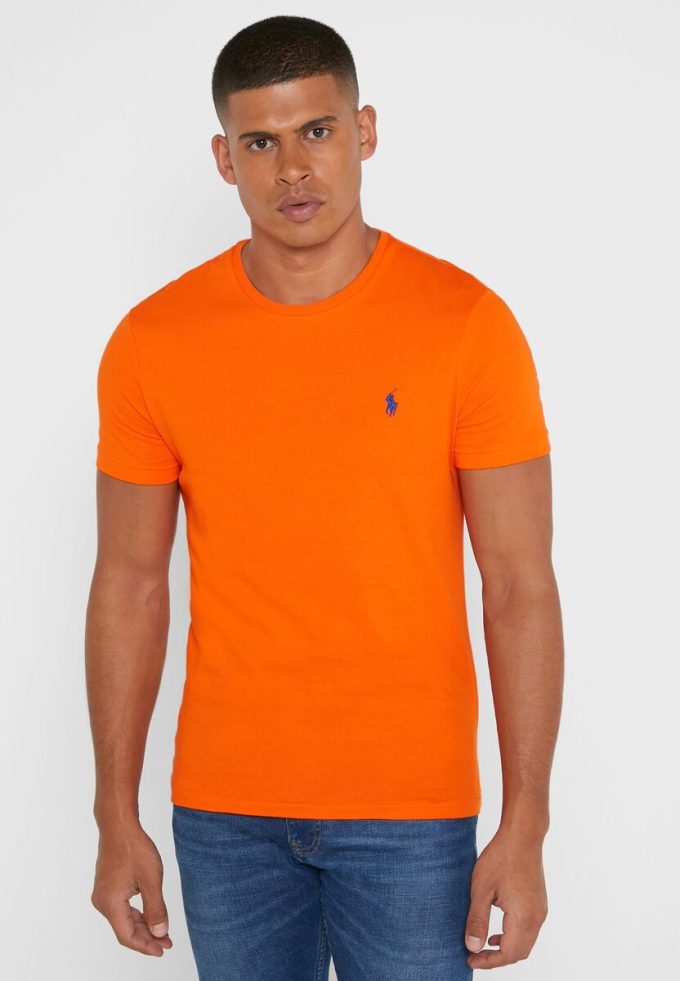 Oranssi miesten Ralph Lauren Essential Crew Neck T-paidat Oranssi miesten Ralph Lauren Essential Crew Neck T-paidat