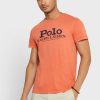 Oranssi miesten Ralph Lauren Logo Crew Neck T-paidat Oranssi miesten Ralph Lauren Logo Crew Neck T-paidat
