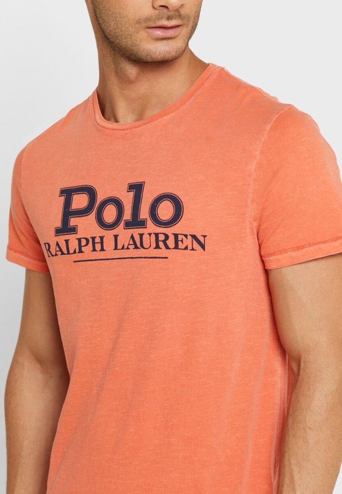Oranssi miesten Ralph Lauren Logo Crew Neck T-paidat Oranssi miesten Ralph Lauren Logo Crew Neck T-paidat