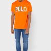 Oranssi miesten Ralph Lauren Logo Crew Neck T-paidat Oranssi miesten Ralph Lauren Logo Crew Neck T-paidat