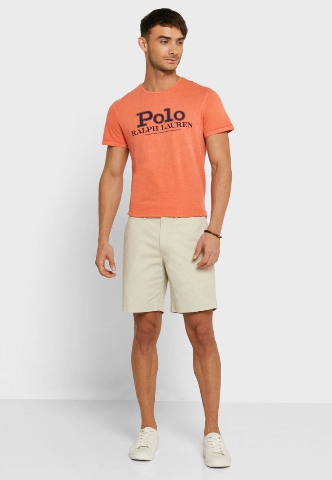 Oranssi miesten Ralph Lauren Logo Crew Neck T-paidat Oranssi miesten Ralph Lauren Logo Crew Neck T-paidat