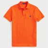 Oranssi miesten Ralph Lauren mukautetut Slim Fit mesh poolopaidat Oranssi miesten Ralph Lauren mukautetut Slim Fit mesh poolopaidat