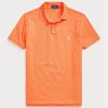 Oranssi miesten Ralph Lauren mukautetut Slim Fit mesh poolopaidat Oranssi miesten Ralph Lauren mukautetut Slim Fit mesh poolopaidat