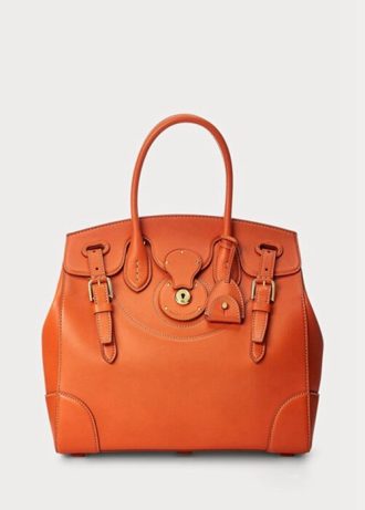 Oranssi naisten Ralph Lauren Calfskin pehmeä Ricky 33 käsilaukku