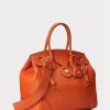 Oranssi naisten Ralph Lauren Calfskin pehmeä Ricky 33 käsilaukku Oranssi naisten Ralph Lauren Calfskin pehmeä Ricky 33 käsilaukku
