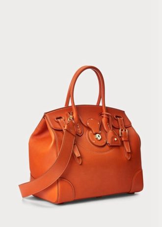Oranssi naisten Ralph Lauren Calfskin pehmeä Ricky 33 käsilaukku
