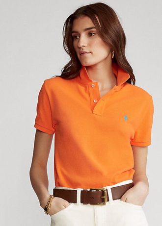Oranssi naisten Ralph Lauren Classic Fit mesh poolopaidat