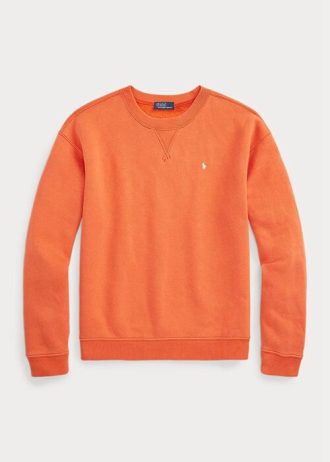 Oranssi naisten Ralph Lauren Fleece Crewneck Pullover -pusero Oranssi naisten Ralph Lauren Fleece Crewneck Pullover -pusero