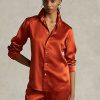 Oranssi naisten Ralph Lauren Mulberry silkkipaidat Oranssi naisten Ralph Lauren Mulberry silkkipaidat